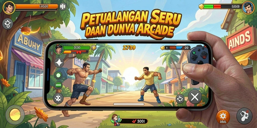 Screenshot gameplay dari 2739 menampilkan aksi seru di arena Arcade.
