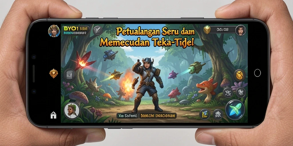 Tampilan gameplay DYO1 yang penuh warna dan menantang