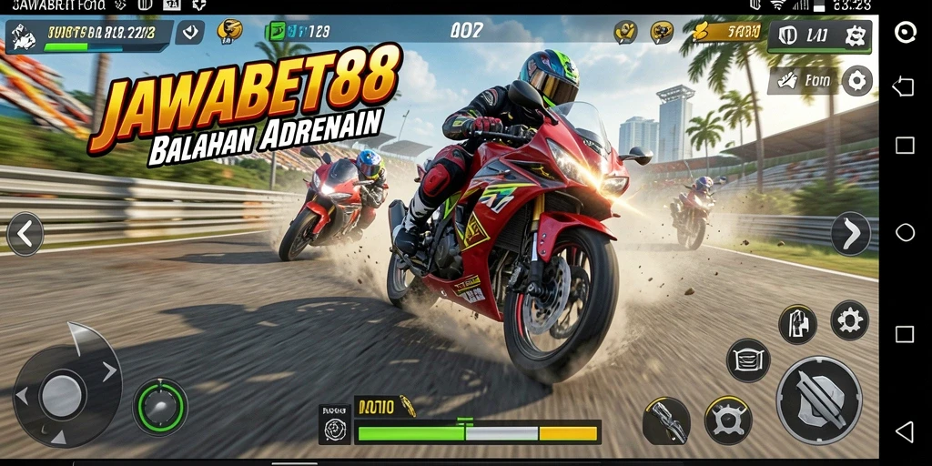 Gameplay seru balapan motor dengan lintasan menantang.