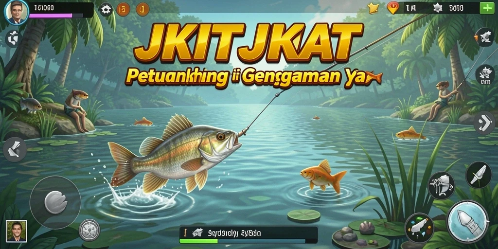 Tampilan gameplay memancing yang menarik di JKTJKT dengan berbagai ikan yang menunggu untuk ditangkap.