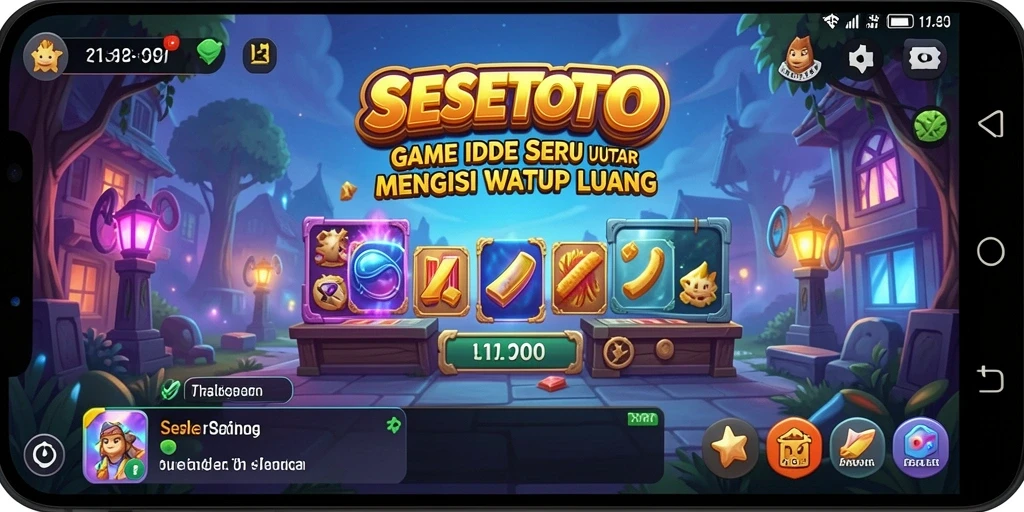 Tampilan gameplay SESETOTO dengan karakter yang bekerja secara otomatis.